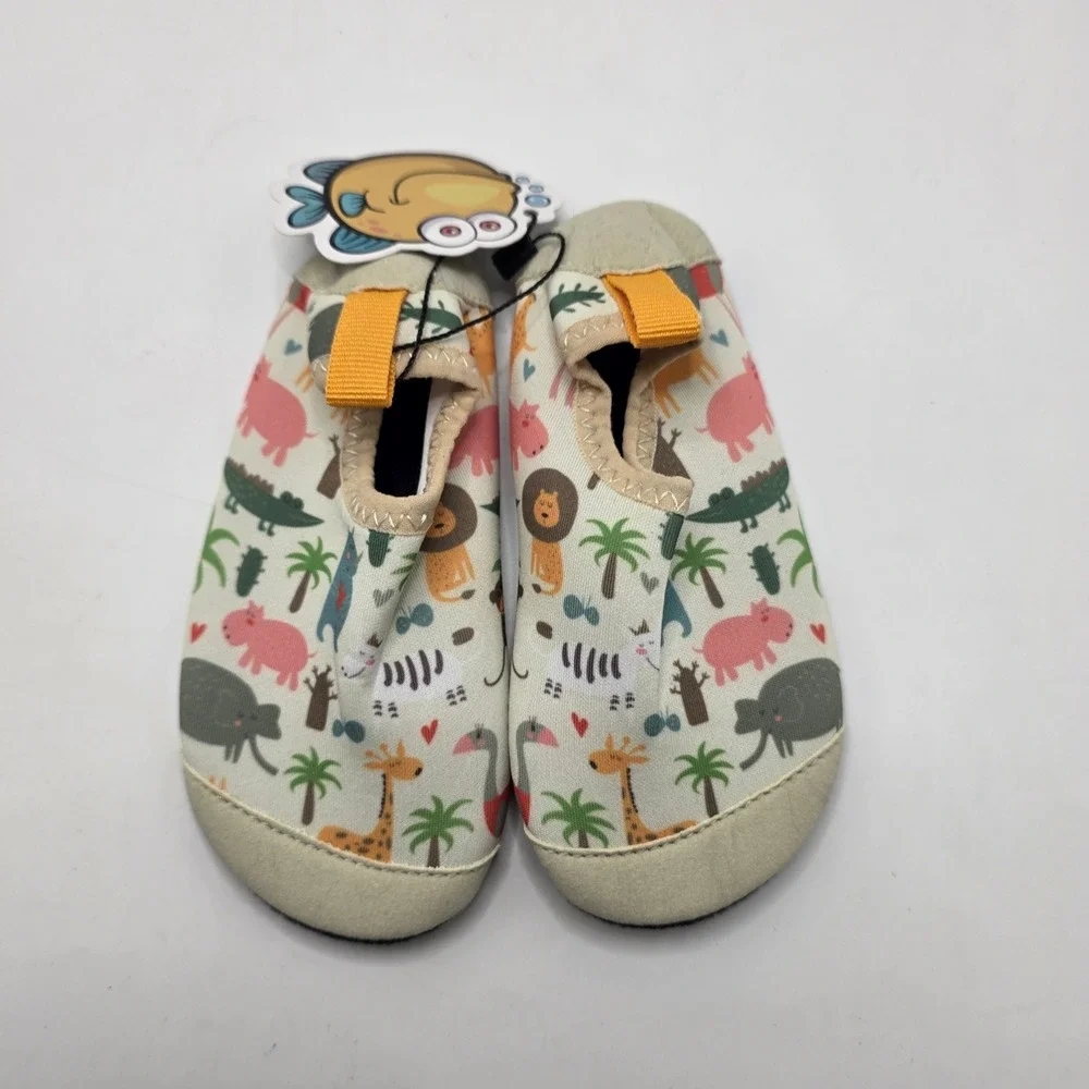Toddler Water Shoes Safari Animal Print Quick Dry Aqua Socks Slip On Beach Pool